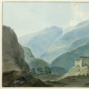 Chukha Casle in Bhutan, 1783 (w / c over graphite on paper)
