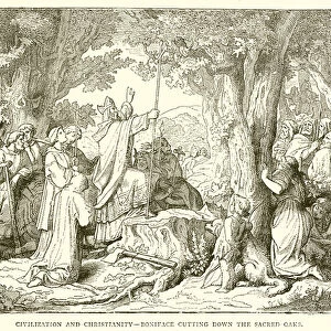 Civilization and Christianity--Boniface cutting down the Sacred Oaks (engraving)