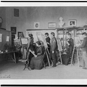 Classroom instruction in art, Carlisle Indian School, Pennsylvania, c. 1901-03 (b / w photo)