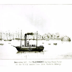 The Clermont, the first Steam Packet, sailing from New York to Albany in September 1807