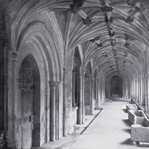 The Cloisters, Lacock Abbey (b / w photo)