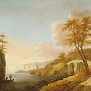A Coastal Scene with fishing boats