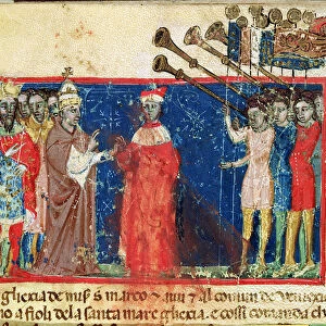 Codex Correr I 383 Doge Sebastiani Ziani receives a petition from Pope Alexander III