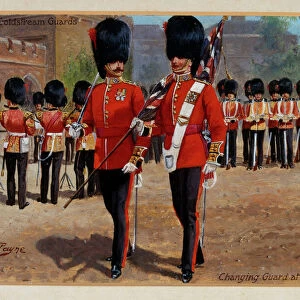 The Coldstream Guards Changing Guard at St James, 1905 circa (oil on board)