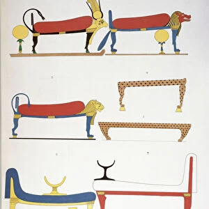 Collection of Ancient Egyptian beds, 1839-45 (colour litho)