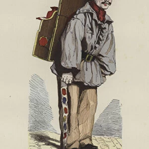 Colouring seller, 1850 (coloured engraving)