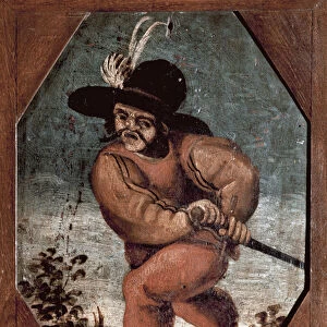 Commedia dell arte: the character of Il Capitano, 18th century (painting)