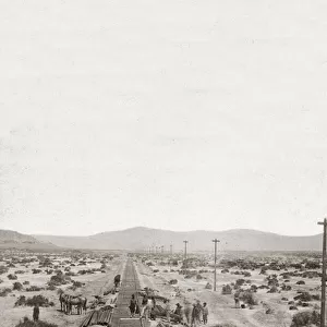 Construction in 1869 of the Central Pacific Railways - Nevada - Workers building