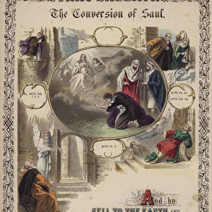 The conversion of Saul (coloured engraving)