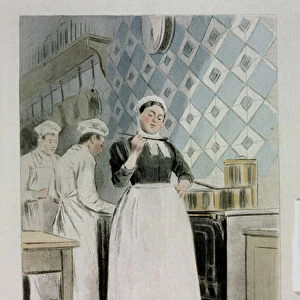 The Cook, from La Femme a Paris by Octave Uzanne, engraved by F. Masse, 1894 (coloured engraving)