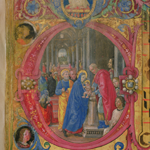 Corale B 26 c. 113r Historiated initial C depicting the Presentation in