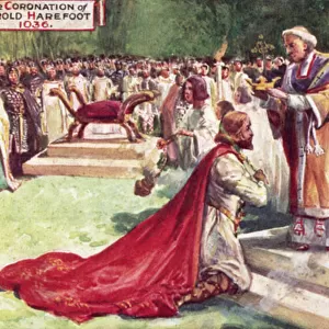 The Coronation of Harold Harefoot, 1036 (colour litho)