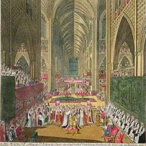 The Coronation of King James II (1633-1701) from a commemorative book by Francis Sandford