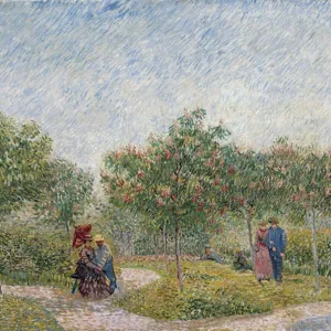 "Couple d amoureux dans le square saint-Pierre de Montmartre, Paris"(Garden in Montmartre with lovers) Peinture de Vincent van Gogh (1853-1890) 1887 Dim 75 X 112, 5 cm Van Gogh Museum, Amsterdam