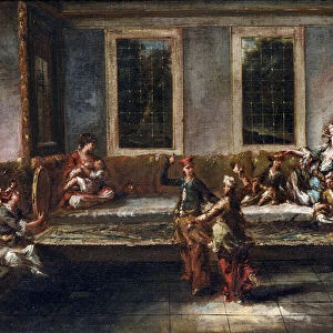 Couple dancing in the harem par Guardi, Giovanni Antonio (1699-1760). Oil on canvas, size : 44x61, 5, 1740s, Fondazione Cini, Venezia