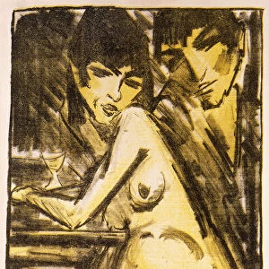 Couple at a Table (Self Portrait with Maschka - Absinthe Drinker)