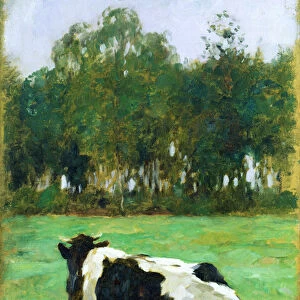 A Cow in the Meadow (oil on cardboard)