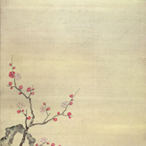 Crane and Blossom, c. 1850-80 (ink and colour on silk)
