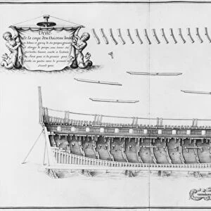 Cross-section of a vessel lined inside, illustration from the Atlas de Colbert