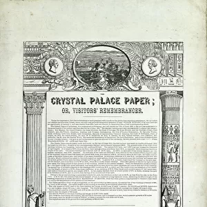 Crystal Palace Paper - or, Visitors Remembrancer, 1852 (wood engraving)