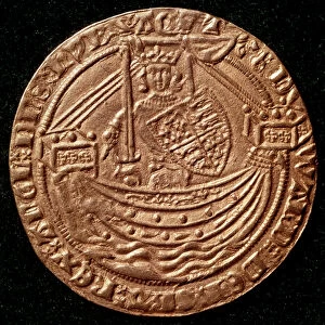 Currency: Ecu of Edward III of England (1327-1377). The king standing on a ship rising