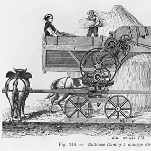 Damey threshing machine with a rotary system, illustration from Dictionnaire
