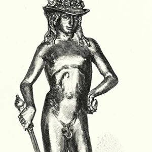 David, bronze statue by Donatello (engraving)