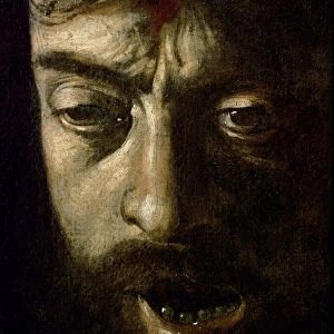 David with the Head of Goliath, detail of the head, 1606 (oil on canvas