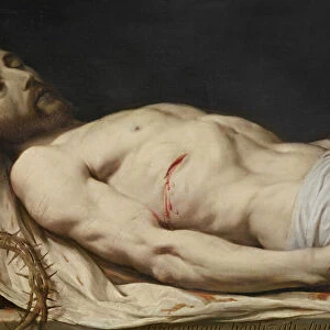 The Dead Christ laid down on his Shroud (detail of mid to upper body), before 1654 (oil on wood)