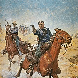 Dead Sure: a U. S. Cavalry trooper in the 1870s (colour litho)