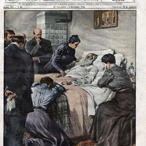 the death of Leo Tolstoy (1828 - 1910) in a station in Astapowo on November 20, 1910
