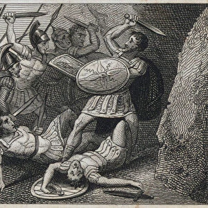 Death of Leonidas at the Battle of Thermopylae, 480 BC (engraving)