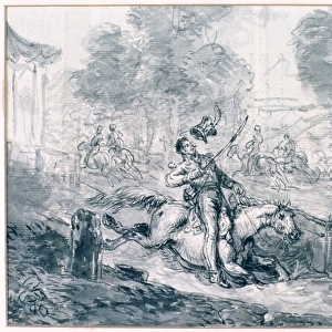 Death of Prince Joseph Poniatowski (1763-1813) 1816 (pencil & ink on paper)