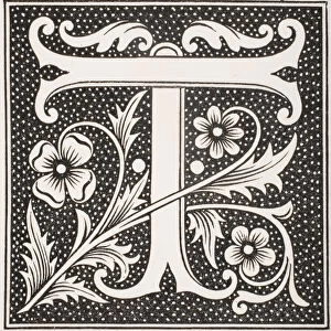 Decorated letter T, from Le Moyen Age et La Renaissance by Paul Lacroix