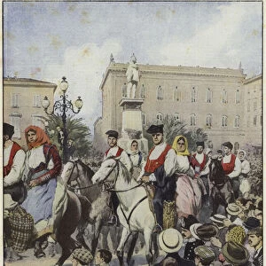 Demonstrations in Sardinia (colour litho)