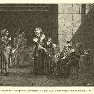 Depart de la reine pour la Conciergerie, le 2 aout 1793; d apres une gravure de Bouillon, 1795 (engraving)