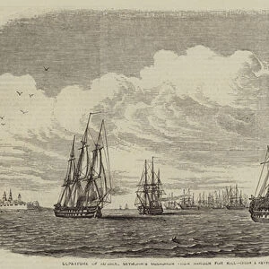 Departure of Admiral Seymours Squadron from Nargen for Kiel (engraving)