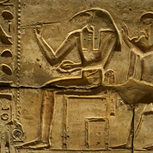 Depiction of god Thoth (Ibis-headed), in the Temple of Seti I, Abydos, Egypt. 1292-1189 BC (stone)