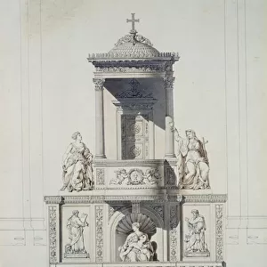 Design for a Pulpit, c. 1825 (pen & ink and w / c on paper)