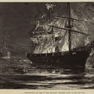 Destruction by Fire of the Egyptian Steamer Latif, in the Red Sea (engraving)