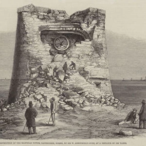 Destruction of the Martello Tower, Eastbourne, Sussex, by Sir W Armstrongs Guns, at a Distance of 1032 Yards (engraving)