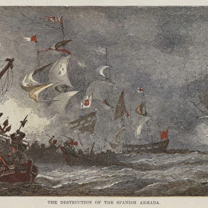 The Destruction of the Spanish Armada (colour litho)