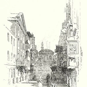 The Devil Tavern, Fleet Street, in the time of Dr Johnson (litho)