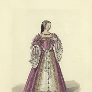 Diane de Poitiers, favourite of King Henry II of France (coloured engraving)