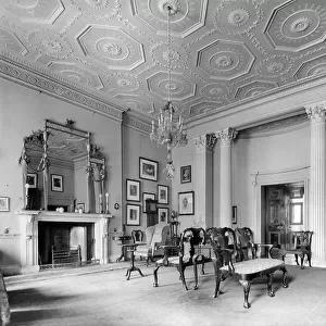 The Dining Room at 20 St. James Square, London, from The Country Houses of Robert Adam, by Eileen Harris, published 2007 (b/w photo)