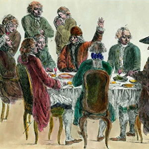 A dinner of philosophers joining Voltaire, Diderot, Abbe Maury and Condorcet