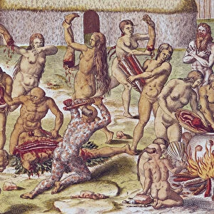 Dismembering and cooking an enemy, from Americae Tertia Pars