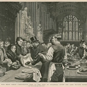 Distributing food to the poor at Guildhall after the Lord Mayors Banquet (engraving)