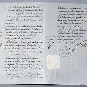 Divorce statement of Emperor Napoleon Bonaparte (1769-1821