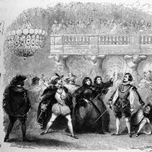 Don Giovanni at the Masked Ball, scene from Don Giovanni (engraving)